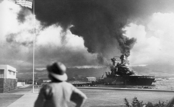 American ships burn during the