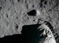 Human footprint on the moon.