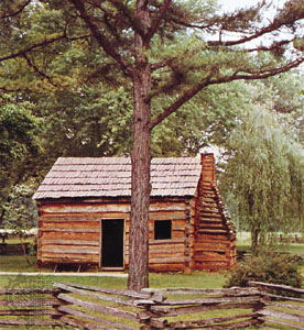 log cabin: Abraham Lincoln’s boyhood home [Credit: Wettach/Shostal Associates]