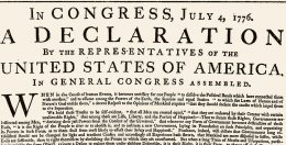 The opening of the original printing of the Declaration, printed on July 4, 1776 under Jefferson's supervision.