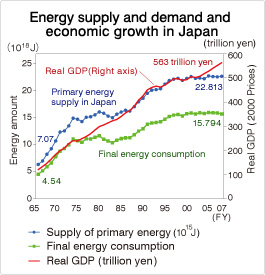 The world's energy demand was modest prior to the Industrial Revolution. Fossil fuel usage has been increasing in step with economic growth. Accordingly, there is a proportional relationship between energy demand and economic growth.