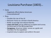 Pros and cons of the Louisiana Purchase