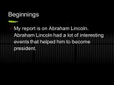 Report on Abraham Lincoln