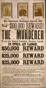 Wanted poster for capture of Abraham Lincoln Assassins